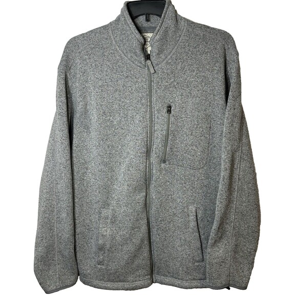 St John's Bay Sweater Jacket Men's XXL Gray Full  Zip Up Chest Pocket Draw Cord - Picture 1 of 14